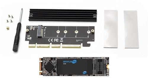 Simpletek – Adaptateur PCIe Gen4 vers SSD M.2 NVMe + SSD 4 To inclus | Large compatibilité PCIe 1.0-3.0 | Dissipateur de chaleur et kit de montage intégré