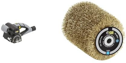 Fartools REX 80 Rénovateur compact 420W, brosse à lamelles Ø80mm/L100mm, 1000-3200tr/min, nombreuses brosses adaptables, décapage surfaces moyennes & Brosse Fil laitonné, Jaune