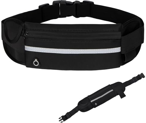 Sac banane de sport réglable, ceinture de course imperméable pour téléphone portable, jogging, sport, randonnée, vélo, sac noir pour smartphone, Noir , Taglia Unica, Sac de course