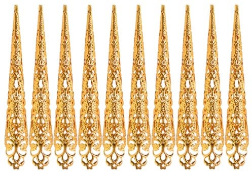 Healvian Halloween Finger Nail Tip Claw Rings 10pcs Fingernail Set Women Finger Nail Ring Queen Costume Finger Role Play Fake Nails False Fingernails Cosplay Props