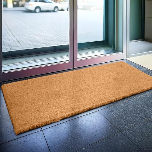 LuxUrux Welcome Mats Outdoor Coco Coir Doormat, with Heavy-Duty PVC Backing - Natural - Perfect Color/Sizing for Outdoor uses. (Natural, 100 x 200 cm)