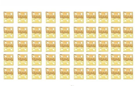 BSAXITHZB 50 Stück Messing-Minischarniere, Schranktürscharniere, Holzkistenscharniere mit Nägeln, Möbelbeschläge, dekoratives Zubehör(Gold)