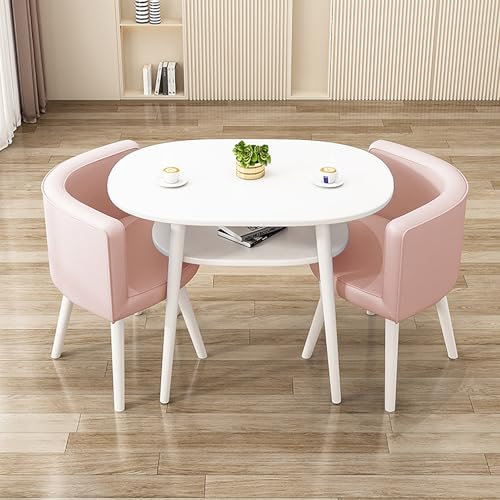 XRRJFYH Tisch mit 2 Stühlen Esstisch Oval Küchentisch Klein Esszimmertische Weiß Essgruppe Kitchen Table 2 Personen Dining Table Set 2 Chairs(Pink)