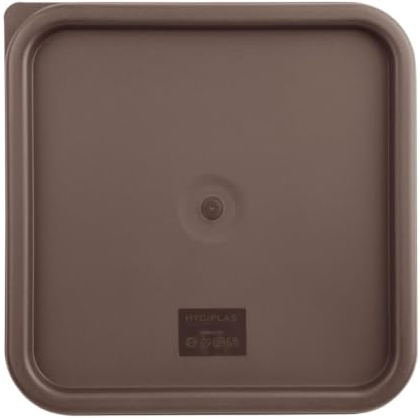 Hygiplas Square Food Container Lid 10/15Ltr, Brown Large | Creates an airtight seal to preserve food freshness and prevent spills during storage in busy commercial kitchens.