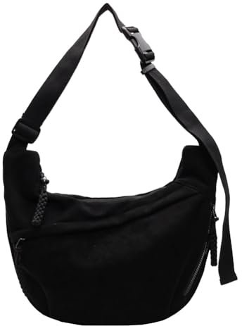Fiorky Borsa a tracolla da donna in pelle scamosciata con borsa for ravioli multitasche Borsa hobo con tracolla regolabile con cerniera Borsa for viaggi di lavoro (Nero)