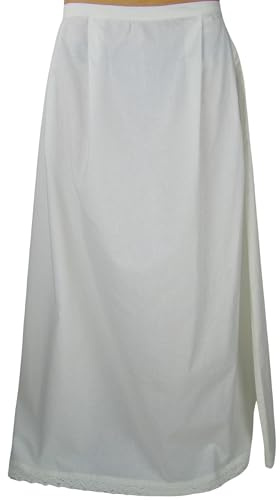Leonardo Carbone® Damen Rock Unterrock Mit Rüsche Manon | Verstellbare Taille | Häkelspitze | Karneval, Halloween, Cosplay, LARP, Mittelalter, Wikinger | 100% Baumwolle Weiß 2XL