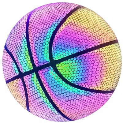 Leuchtender Basketball, reflektierend, leuchtend, Nachtspiel, Street PU Basketball, leuchtet im Dunkeln, Basketball mit Balltasche, Inflator, Netztasche, Ballstifte -