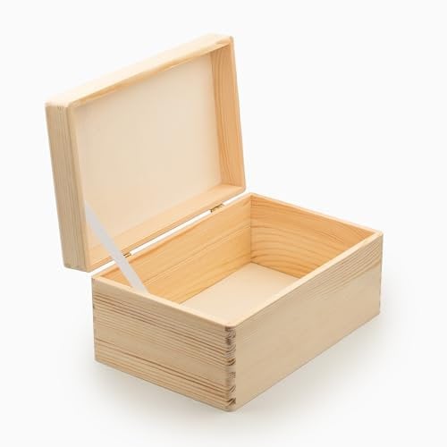Geschenkfreude Holzkiste mit Deckel - 30 x 20 x 14cm - Aufbewahrungsbox - Erinnerungsbox - Holzbox zur Aufbewahrung und Basteln - Kiste für Geschenke - Geschenkbox aus Holz - Deko Holzkisten