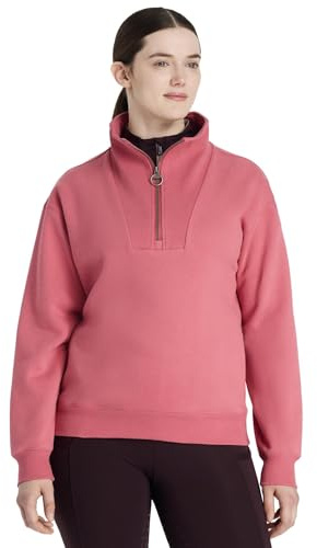 LeMieux Keira Quarter Zip Sweat - Relaxed-fit - Soft Brushback Fleece - Easy-Access Side-Entry Pockets - Cranberry - UK14