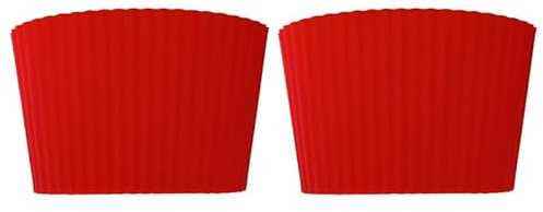 2PCS Silicone Cup Sleeves Red Heat Insulation Coffee Cup Sleeves Reusable Glass Bottle Sleeve Protector