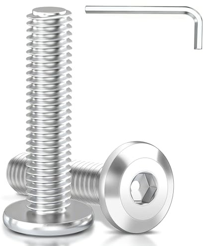 Furniture Connecting Bolts, M5 x 20mm Flat Hex Socket Head, Steel with Zinc Coating, Bolts for Bed Frame, Table, DIY Furniture Projects, Includes Allen Key (Pack of 50)