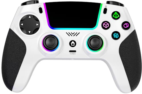 SZPACMATE Wireless Pro Controller for PS4/PS3/Switch 1/PC/Steam Deck | Hall Effect Joystick, 8-Colour RGB Lighting, 1000mAh Battery, 6-Axis Gyroscope, Turbo, Dual Vibration, Programmable Button