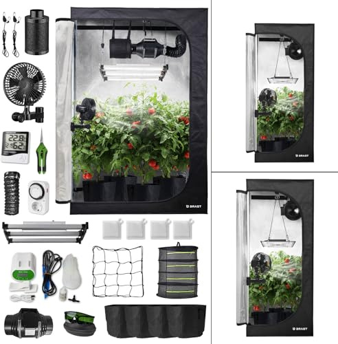 BRAST Growzelt GrowBox | Komplettset inkl. Sonderzubehör | viele Größen | Vollspektrum LED Technologie, Belüftungs- & Bewässerungssystem, licht & wasserdicht | 120x60x180cm
