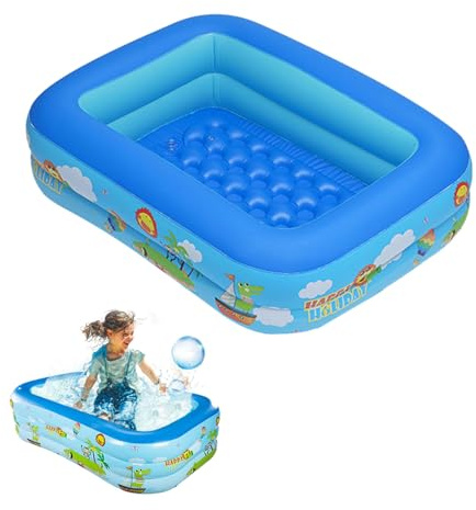 Inflatable Paddling Pool,Rectangular Inflatable Family Pool,Indoor Outdoor Garden Swimming Pool,Family Pool for Summer Water Party Backyard Garden Lawn,120cm*93cm*30cm