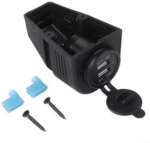 Kivivaka Double prise de courant USB 12-24 V avec boîtier de montage pour camping-car, caravane, camping-car, bateau hors réseau