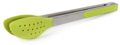 Dexas G12T-383 Spoon and Strain Tongs with Gravity Open and Close Operation, 12 inches, Green, Stainless Steel