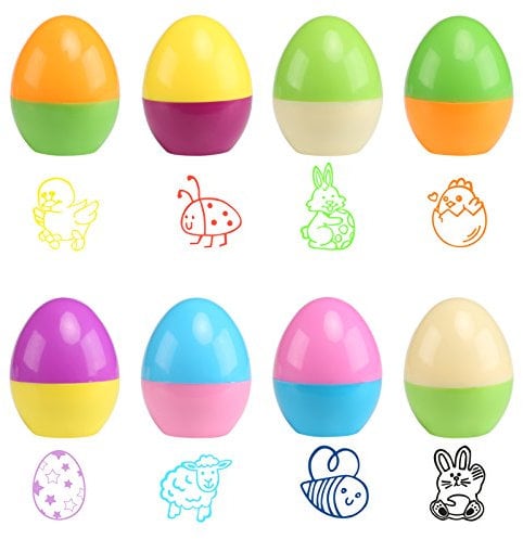 Naler 8 x Stempelset Ostereier Stempel Kinder Ostern Selbstfärbend Osterstempel Runde Tiere Kinderstempel für Ostern Stempel in Ei-Form