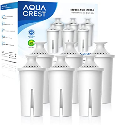 Aqua Crest filter für Brita Pitchers und Dispenser. Passend für Brita Classic 35557, OB03, 107007. Kompatibel mit Brita Pitchers Grand, Lake, Capri und mehr, Bleientfernung (6 Stück)