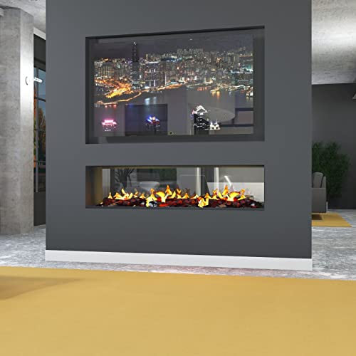 muenkel design e-tunnel PRO - Opti-Myst Elektrokamin ohne Heizung - Breite 1100 mm –Dekoholz, eine Glasscheibe, interner Wassertank