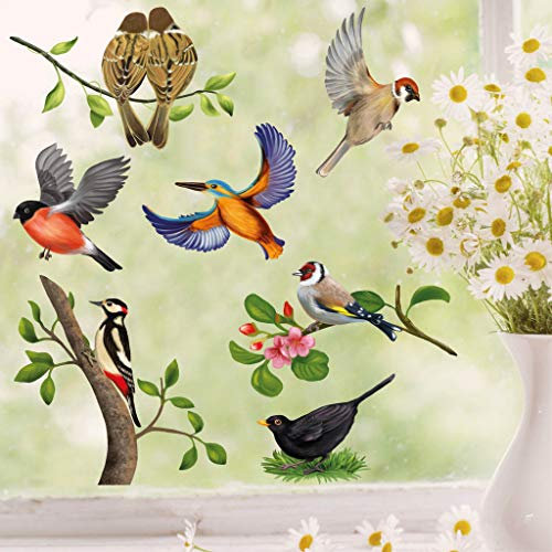 Wandtattoo Loft Fensterbilder Frühling 7 Vögel Motiv – A3 Bogen, Wiederverwendbar – Frühlingsdeko Fenster Kinderzimmer, Frühlingsbild Fenster, Fensterdeko Frühling, Fensterfolie Frühling Selbstklebend
