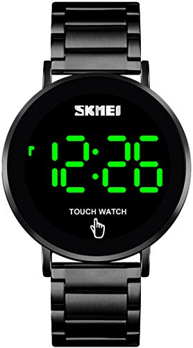 findtime Herrenuhr Touchscreen LED Minimalistisches Einfaches Design Edelstahl Armbanduhr Ultra Dünne Schwarz Keine 12/24H