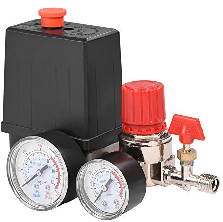 Wakects Luftkompressorventil Luftdruckregler Luftkompressor Druckschalter Regelventil mit Manometer Luftkompressor Druckschalter Regelventil