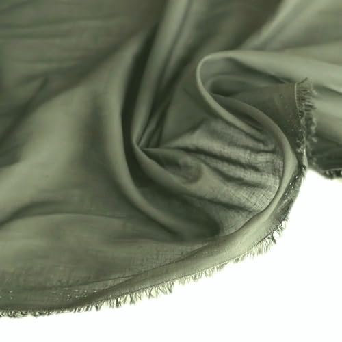 TOLKO Baumwollstoffe Sommer Batist aus 100% Baumwolle | weicher Nesselstoff als Modestoff Kleiderstoff Dekostoff | Stoffe zum Nähen Meterware Baumwolle (Oliv 145cm breit)
