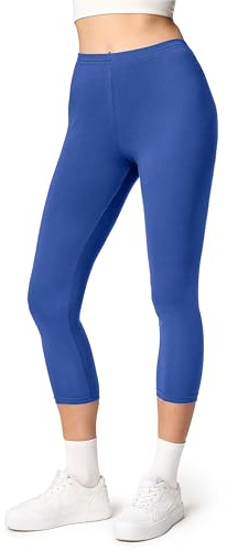 Ladeheid Leggings Damen 3/4 Baumwolle bequem und atmungsaktiv Capri Leggings Damen für Sommer LA40-132 (Kobalt, XXL)