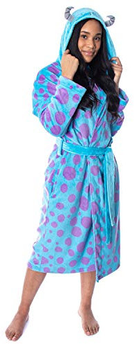 Disney Adult Monsters Inc Sulley Costume Ultra-Soft Fleece Plush Hooded Robe Bathrobe