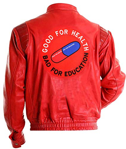 LP-FACON Akira Kaneda Veste en cuir avec logo pilule Rouge