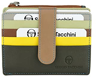 Sergio Tacchini, Kreditkartenetui aus echtem Leder, für Damen und Herren, klein, mit Geldscheinfach