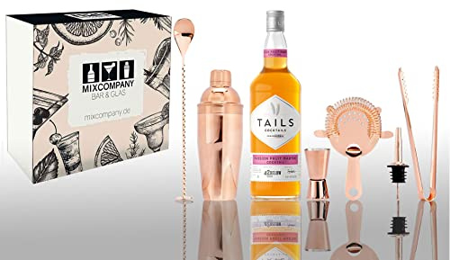 Tails Cocktails Geschenkset Passion Fruit Martini 1L (14,9% Vol) mit 6 teiligem Barset Fertig Cocktail Ready to Drink- [Enthält Sulfite]