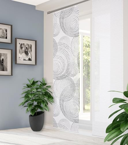 HOME in green 84111 SPIRO Schiebegardine recyceltes Polyester, Bambusoptik, 245x60, Farbe:grau, Größe:245 x 60 cm, Anzahl:2er-Set (2X Motiv)