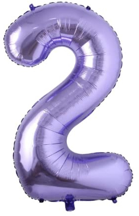 Purple Number 2 - Large Helium Foil Balloon - Birthday Party Wedding Anniversary Decoration - 101cm