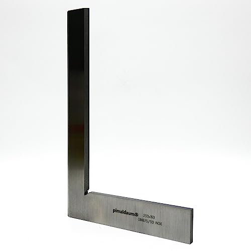 PIMALDAUM® Anschlagwinkel Haarwinkel 90°-Flachwinkel mit 90°-Phase, INOX, für Prüf-, Richt- und Anreißarbeiten im Maschinenbau, in der Schlosserei, Schreinerei, prof. Heimwerker (Metall, 250x160 mm)