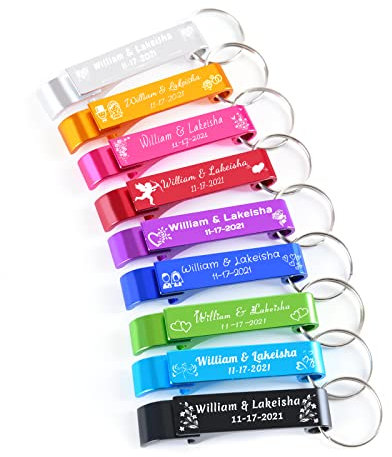 30 Stück personalisierte Hochzeitsgeschenke, Flaschenöffner, Schlüsselanhänger, graviertes Text-Logo, individuelle Hochzeitsgeschenke für Gäste, personalisiertes Party-Jubiläumszubehör