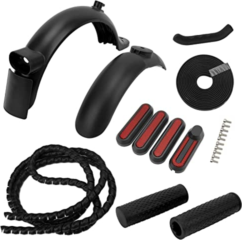 Keenso Scooter Kotflügel-Ersatzsets, Scooter Kotflügel Hinten/vorne für Elektro-Scooter-Modelle(Schwarz) Elektro-Roller