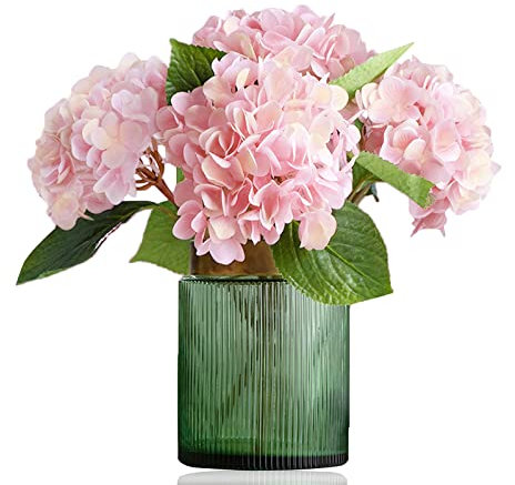 4 Stück Hortensien Kunstblumen Hortensie Künstlich Länge 55cm Durchmesser 20cm Künstliche Hortensie Getrocknete Hortensien Deko Seidenblumen Hochwertig Brautstrauß - Rosa
