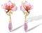 Santuzza 925 Sterling Silver Orchid Earrings Pink Glass Cubic Zirconia Handmade Enamel Pink Flower Dangle Earrings for Women