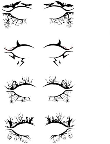 Halloween Eyeliner-Aufkleber 4 Paare Selbst Klebende Instant Augenlinie Streifenaufkleber Make-up Set Halloween Lidschatten Tattoo Aufkleber