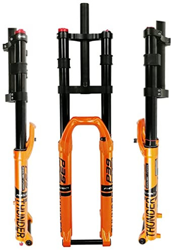 HSQMA Fourche VTT DH 26 27,5 29 Pouces Fourche À Suspension for VTT De Descente Double Épaule 28,6 Mm Fourche À Air Droite Axe Traversant 15x100mm Débattement 160mm Rebond Réglable