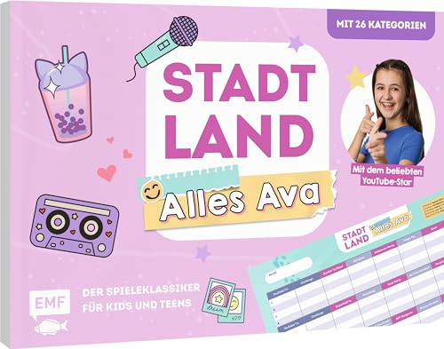 Edition Michael Fischer / EMF Verlag Stadt, Land, Alles AVA – Der Spieleklassiker für Kids und Teens: Der ultimative Stadt, Land, Fluss-Spieleblock mit 26 Kategorien von Alles AVA