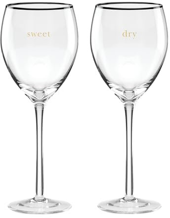 kate spade new york Cheers to Us Sweet & Dry Wine Glasses, Set of 2, 0.88, Clear