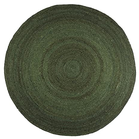 Vipanth Exports Jute-Teppich für Wohnzimmer, rund, 60 x 60 cm, Grün