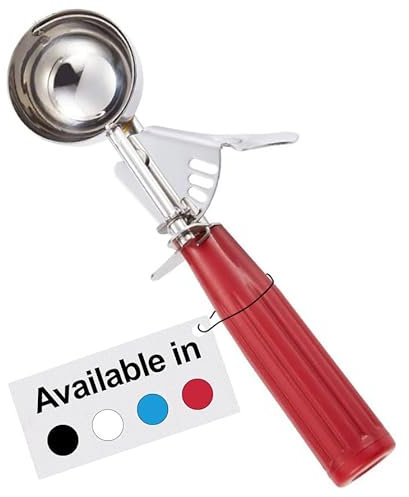 Meadow Lane Trigger Scoop - #24 Size (2-in Diameter) 2.7 Tbsp Capacity, Stainless Steel, Portion Control, Ice-cream & Cookie Dough Scoop, Red