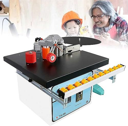 HSRG Portable Edge Bander Double Sided Glue Woodworking PVC Edge Banding Machine, Speed Control 2-6m/min Curve Straight Edge Bander Machine, Width 10-60mm, Thickness 0.3-3mm