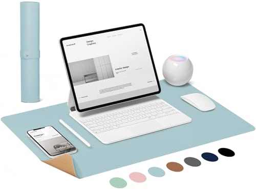 LeKuni Kork Schreibtischunterlage XXL Mauspad Doppelseitige Schreibtischunterlage für Büro und Zuhause, Rutschfeste Unterlage Schreiben Gaming Mousepad Kinder Schulsachen(Blau 80X40CM)