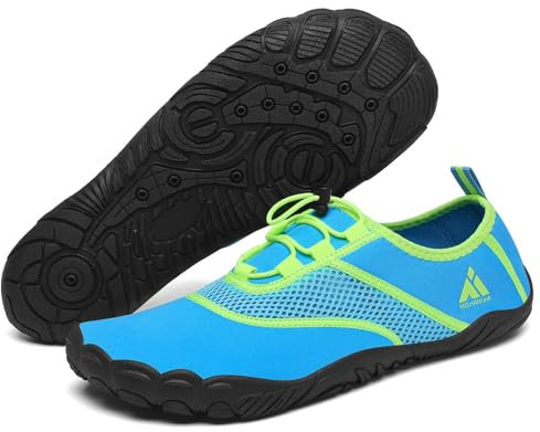 Mishansha Badeschuhe Herren Damen Aquaschuhe Atmungsaktiv Schnell Trocknend Sommer Schwimmschuhe Unisex Wasserschuhe für Outdoor Sports, Himmelblau 45 EU