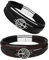 MILAKOO 2 PièCes Bracelet Homme PU Cuir Noir Marron Arbre de Vie Multicouche Tressé Avec Fermeture MagnéTique Cadeau Pour Papa Fils