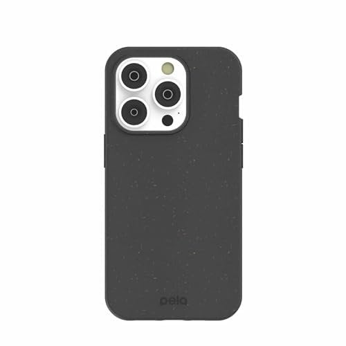Pela Handyhülle für iPhone 14 Pro, schwarz, schützende Handyhülle, umweltfreundlich, kompatibel mit iPhone 14 Pro